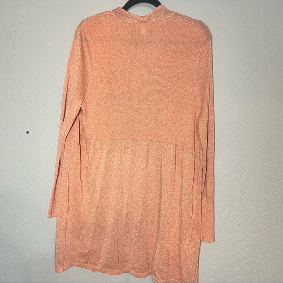 Chico’s Open Front Cardigan Sweater Light Pink Metallic Silver Shimmer Size 3 XL - Picture 2 of 10